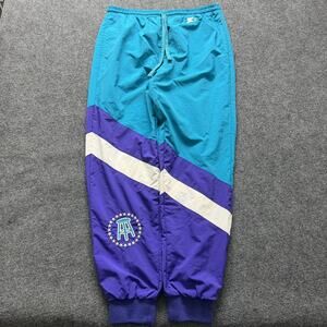 Starter Track Pants Mens Large Teal Purple Colorblock Barstool Logo Joggers